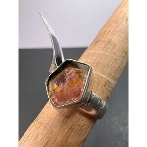 NEW watermelon tourmaline sterling silver ring size 8